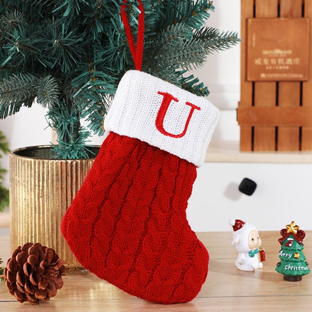 Christmas Decorations Outdoor Indoor,Christmas Decorations For Home,Cute Letters Christmas Stocking Decoration Christmas Tree Pendant Christmas Style Wool Knitted Socks Decoration Props