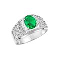 thumbnail image 4 of RYLOS Men's Rings Sterling Silver Designer Nugget Ring Oval 9X7MM Gemstone & Diamonds  Emerald May Birthstone Rings For Man Size 11, 4 of 7