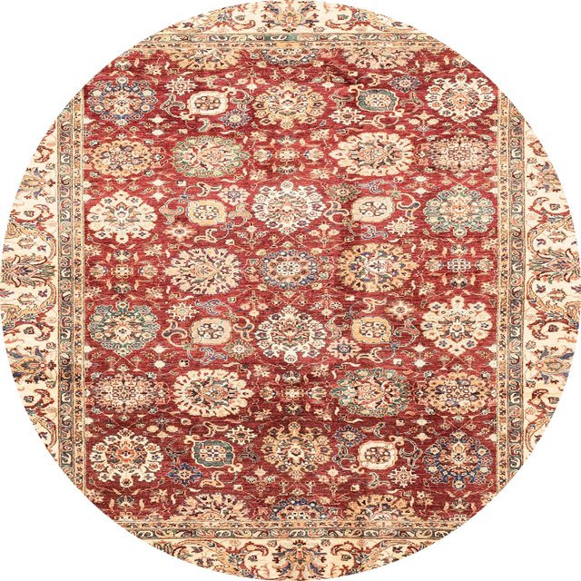 Ahgly Company Tapis d'Intérieur Rond Abstrait Pastel Orange Oriental, 3 Pieds Rond