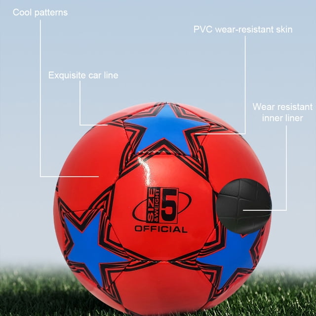 Ruiboury Teamwork Football Soft PVC Cover Size 5 Soccer Ball Fun Competitive Soccer Ball Size 5 Ball Football blue