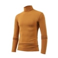 thumbnail image 3 of yardsong Men's Fall Winter Thermal Base Layer - Compression Mock Neck Warm Long Sleeve Solid Pullover Top Khaki,S, 3 of 5