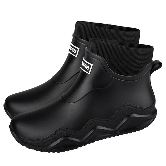Ankle Rain Boots, Unisex Couple's Casual Rubber Shoes with Letter Design