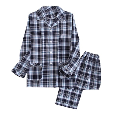 hoksml Ensemble de Pyjama pour Homme en Coton à Carreaux Chemise à Manches Longues Boutonnée et Pantalon Confortable Classique 2 Pcs Tenue de Nuit Tenue de Détente