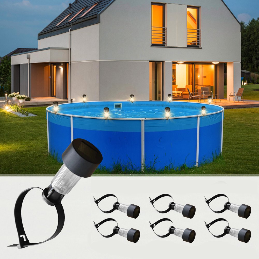 MesaSe 10 Packs Solar Pool Lights For Framed Above Ground Pools Outdoor Swimming Pool Fence Decoration Accessories  Waterproof LED Pool Solar Lights  Pool Enclosure Lighting