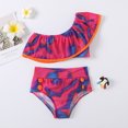 thumbnail image 3 of LSLJS Toddler Baby Girls Tie-Dye Ruffle Swimwear One Shoulder Bathing Suit Bikini Set, Baby Swimwear, 3 of 9