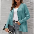 thumbnail image 1 of U.Vomade Women's Long Sleeved Buttoned Classic Hem Pleated Slit Cardigan, 1 of 4