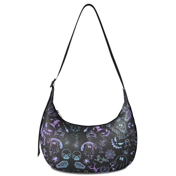 Dark Gothic Crescent Crossbody Bag with Steampunk Moon Star Print, Celestial Night Sky Eclipse Design, Adjustable Strap Lunar Artistic Purse