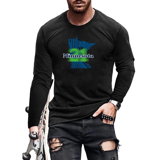 UKAP Mens T Shirt Crew Neck Tops Long Sleeve Loose Fall Pullover #03 S