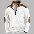 thumbnail image 2 of Mens Autumn Winter Folded Long Sleeve Sweatshirt Standing Collar Zip Flya Way Hoodless Sweatshirt Top, 2 of 4