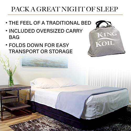 King Koil California King Luxury Raised Air Mattress with Built-in 120V AC High Capacity Internal Pump Comfort Quilt Top California King Airbed for Home Camping Travel 1-Year Manufacturer Guarantee