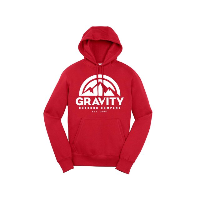 Mens Gravity Outdoor Co. Chandail à Capuche - Rouge Vif - Logo Blanc - m