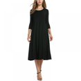 thumbnail image 1 of Robe Longue Midi Évasée à Manches 3/4 pour Femmes, 1 of 5