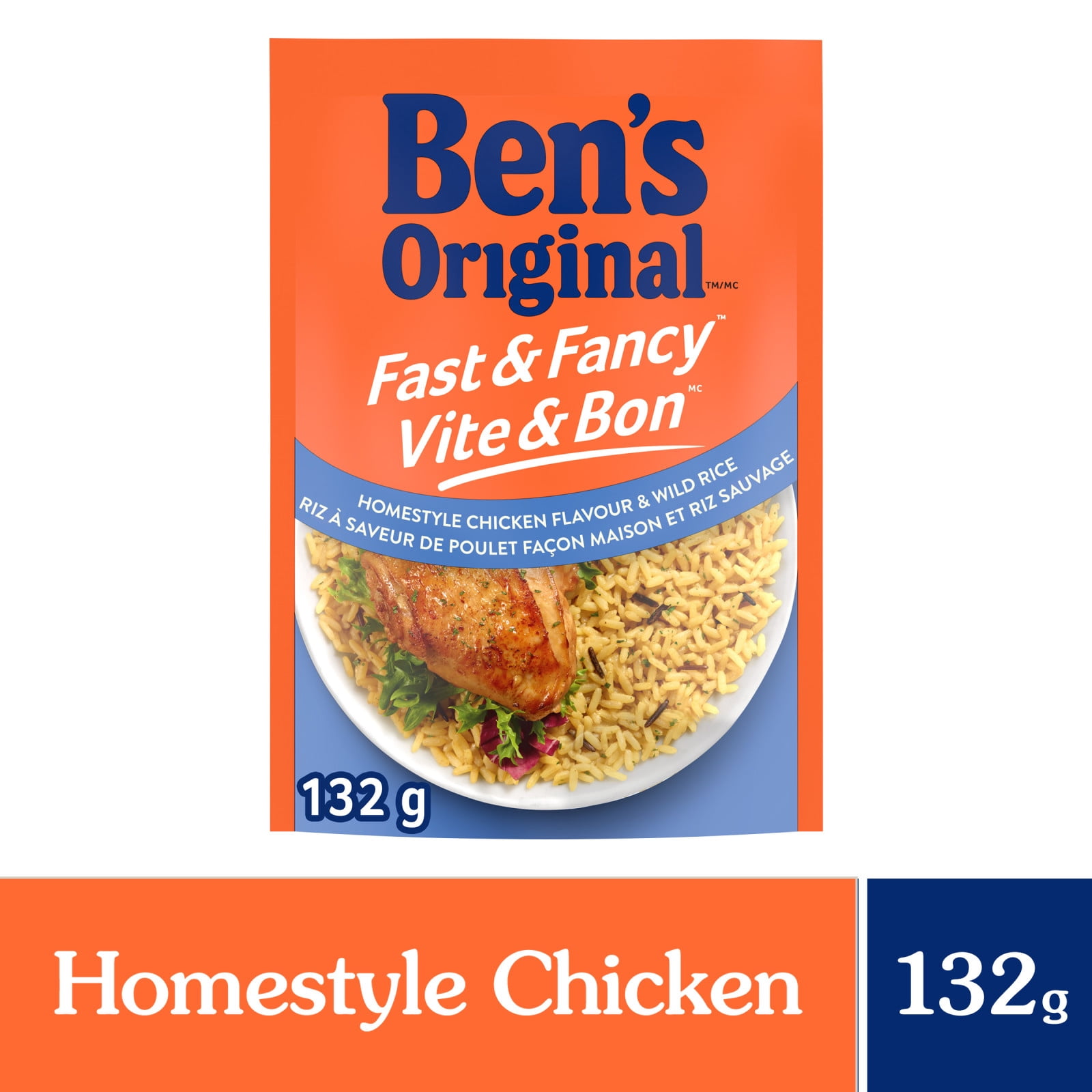BEN'S ORIGINAL FAST & FANCY Homestyle Chicken Flavour & Wild Rice, 132g pouch