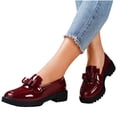 thumbnail image 4 of LOVZFMLL Chaussures pour Femmes Tendance Classiques en Cuir Verni Confort Décontractées à Bout Rond Fermé Slip On Mocassins Habillés à Nœud Rouge 8, 4 of 9