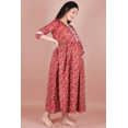 thumbnail image 3 of DWEEP SARA Robe de Maternité Rouge en Coton à Blocs Imprimés, Ligne A, Manches 3/4, G/40, 3 of 6
