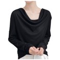thumbnail image 2 of Roncen Haut à Manches Longues à Col Bénitier pour Femme, Blouse de Base Unie Drapée, Essentiel Extensible pour Superposition, 2 of 5