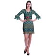 thumbnail image 2 of Moomaya Robe Courte Imprimée pour Femmes, Manches Évasées, Coupe Droite, Robes pour Femmes, Vêtements d'Été Décontractés, 2 of 6