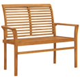 thumbnail image 2 of vidaXL Garden Bench with Cream White Cushion 112 cm Solid Teak Wood, 2 of 5