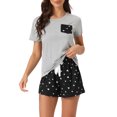thumbnail image 1 of INSPIRE CHIC Ensemble de Pyjama T-Shirt à Manches Courtes à Carreaux pour Femme avec Short TP Gris, 1 of 5