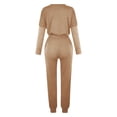 thumbnail image 4 of Mrat Joggers for Women 2 Piece Set 2 Piece Jogging Sets Solid Polyester Long Sleeve Sweatsuits Sets Two Piece Track Suits Drawstring High Waist Pants Set Comfy Outfits N-Khaki 3XL, 4 of 5