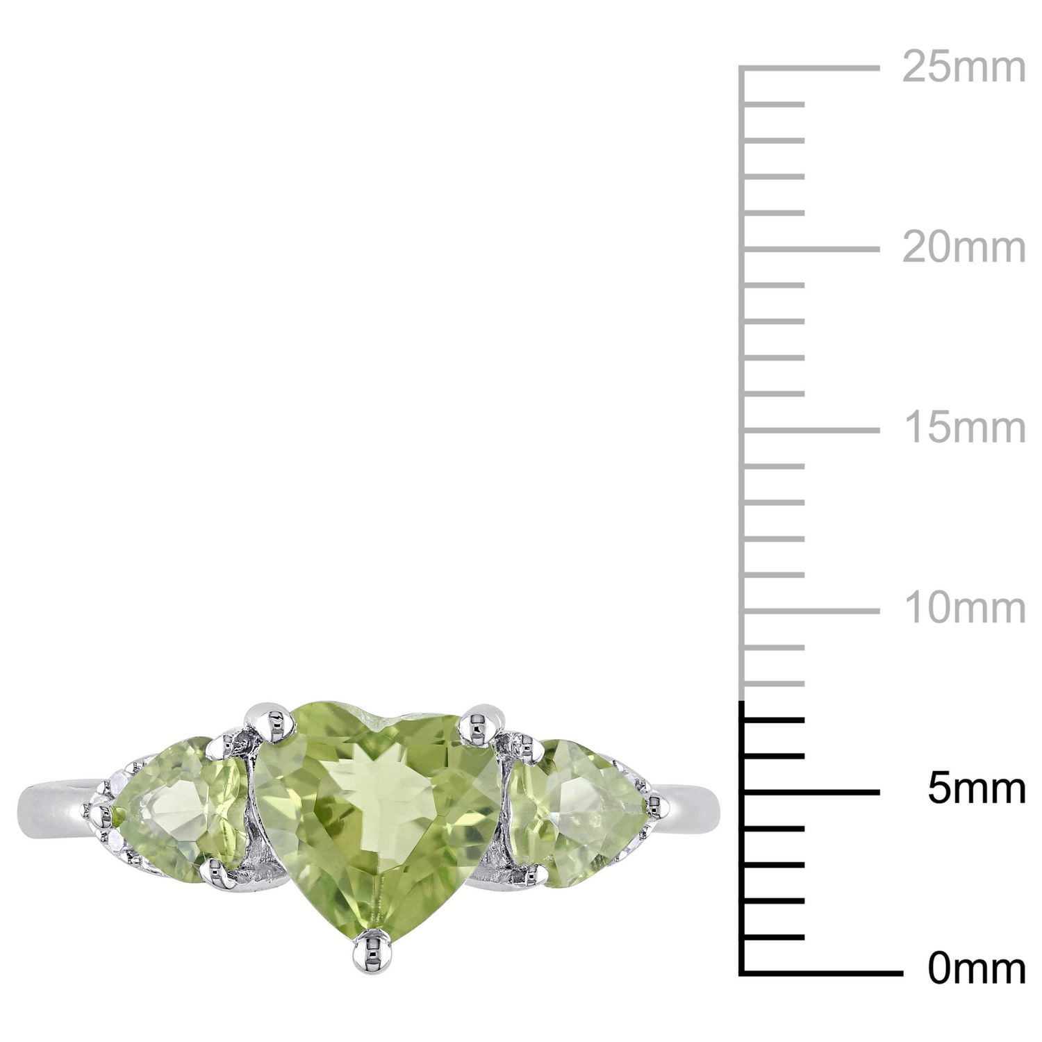 Bague à 3 pierres Tangelo avec péridots 1-7/8 CT PBT et accents de diamants en argent sterling
