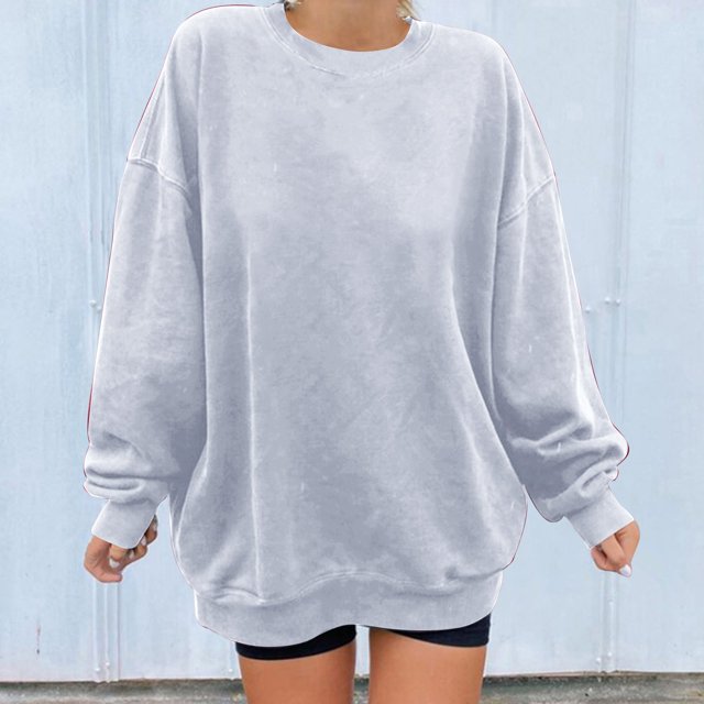 Liquidation à 50 % Chandail Surdimensionné pour Femmes 2023 Mode Décontractée Manches Longues Col Rond Chandail pour Dames Hauts Blouse