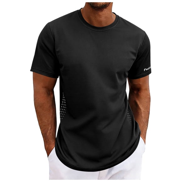 Zshosam Gym Clothes for Men Mens T-Shirts, UPF 50+ Sun Protection Casual Athletic Tee, Regular Fit for Gym Running Training Size S,(Black S)