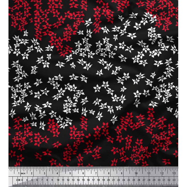 Soimoi Poly Georgette Fabric Artistic Floral Decor Fabric Printed Yard 52 Inch Wide