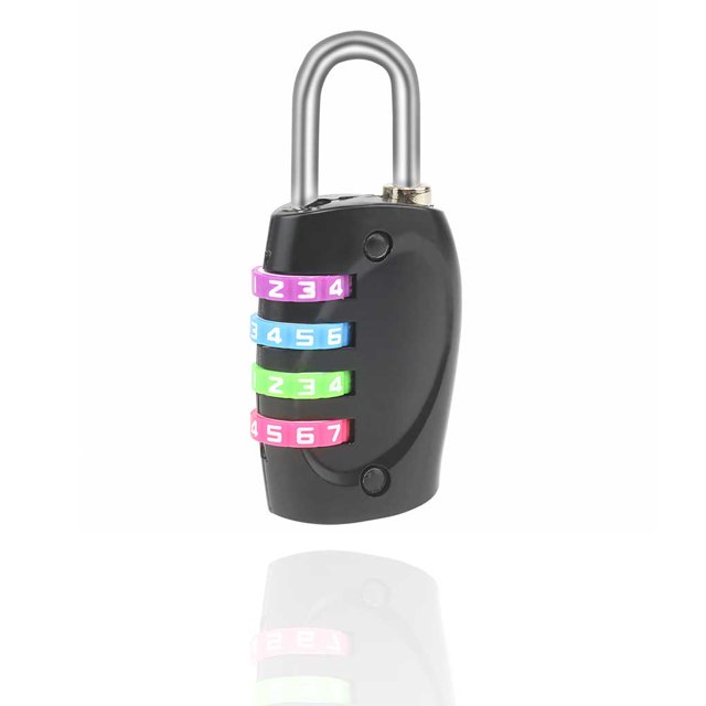 QualitChoice Office School 4-digit Combination Lock Camping Portable Suitcase Luggage Locker Drawer Gate Door Resettable Padlock Black/Colorful keys 1Set