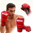 thumbnail image 3 of Gants de Boxe Demi-Doigt en Cuir PU, Kickboxing Arts Martiaux, Support de Poignet Réglable, 3 of 7