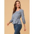 thumbnail image 4 of INSPIRE CHIC Blouse à Manches Longues à Encolure Carrée Florale pour Femmes avec Ceinture, 4 of 6
