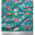 thumbnail image 1 of Soimoi Tissu Popeline de Coton Feuilles, & Imprimés Floraux de Roses au Mètre 42 Pouces de Large, 1 of 3