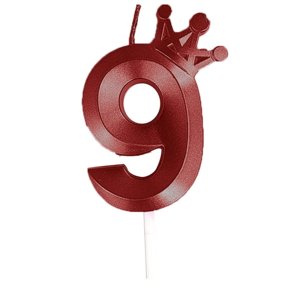 Bougie d'Anniversaire en Forme de Chiffre - Grande Bougie 3D Conçue en Forme de Couronne, Matériau en Cire, Rouge, pour Anniversaires et Anniversaires de Mariage, Ajoute une Touche Festive