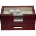 thumbnail image 2 of 20 Slots Wooden Watch Display Case Glass Top Jewelry Collection Storage Box Organizer for Men/Women, 2 of 7