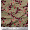 thumbnail image 1 of Soimoi Rayon Fabric Dot & Lobster Ocean Printed Craft Fabric by The Yard 56 Inch Wide, 1 of 3