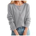 thumbnail image 1 of Cardigan pour Femmes Chandail Classique Chandail pour Femmes Col Ras du Cou à Boutons Cardigan à Manches Courtes Tricoté Ouvert à l'Avant, 1 of 4