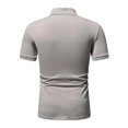 thumbnail image 5 of DPTALR Hommes Décontracté Uni Col Rabattu Chandail Patchwork Fermeture Éclair Manches Courtes Blouse, 5 of 5