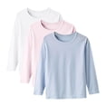 thumbnail image 2 of YUNAFFT Kids Layering T-Shirts Thin Pure Color Long Sleeve Round Neck 3-Pack Basic Versatile, 2 of 9