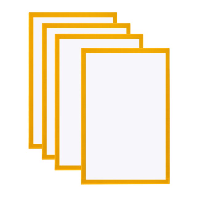 Unique Bargains A3 Magnetic Sign Holder, 4 Pack Magnetic Display Frame Self-Adhesive Picture Frame for Refrigerator, Yellow