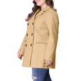 thumbnail image 4 of GRACE & GRANDEUR Women's Plus Christmas Double Breasted Mid-Length Overcoat Brown 2X, 4 of 6