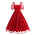 thumbnail image 1 of hotojiny Robes de Cocktail pour Femmes Renaissance Vintage en Maille Manches Courtes Bouffantes Robe Midi Rétro Cœur Ligne A Fluide Robes de Fête, 1 of 7