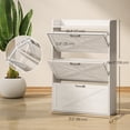 thumbnail image 3 of HOMCOM Armoire à Chaussures Étroite Armoire de Rangement pour Chaussures Style Ferme Chêne Blanc, 3 of 10