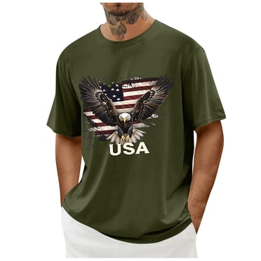 Weiqiqre Independence Day Shirt for Men Graphic T-Shirts USA Flag Short Sleeve American Patriotic Crewneck Casual Regular Tee Shirts
