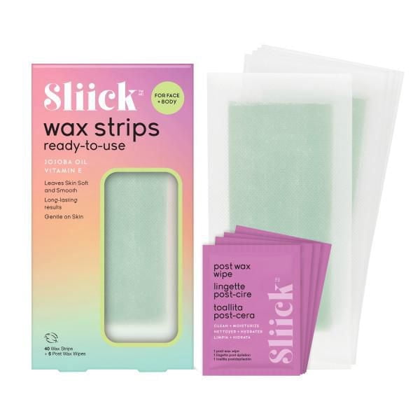 Sliick - Bandes d'épilation à la cire - Prêtes à l'emploi - Visage et corps - 40 bandes d'épilation