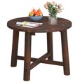 thumbnail image 1 of Costway 1 PCS Table d'Appoint Extérieur avec Structure en Bois Massif Petite Table Basse Ronde pour Jardin, 1 of 10