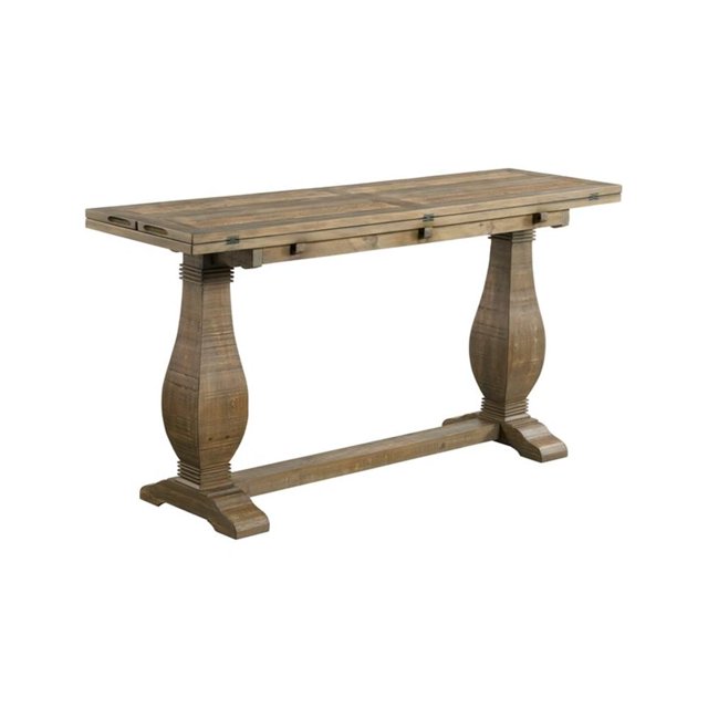 Bowery Hill Contemporary Solid Wood Flip Top Sofa Table Reclaimed Natural Brown