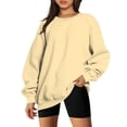 thumbnail image 2 of lcziwo Chandail à Col Rond pour Femmes, Coupe Ample, Manches Longues, Chandail Décontracté Uni, Chandail Confortable Automne 2024, Aubaines Y2k du Jour, Liquidation, Beige, m, 2 of 5