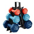 thumbnail image 1 of HolaHatha 5, 10, and 15 Pound Neoprene Dumbbell Weight Set with Storage Rack, 1 of 11