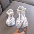 thumbnail image 4 of FhsagQ Winter Shoes Girls Shoes Boots Size 4 Bow Metal Pearl Rhinestone Color Matching Gradient Spring Shoes for Girls Kids Shoes Boots Size 10 Girls Toddler Girls Winter Shoes Silver Size 27, 4 of 4