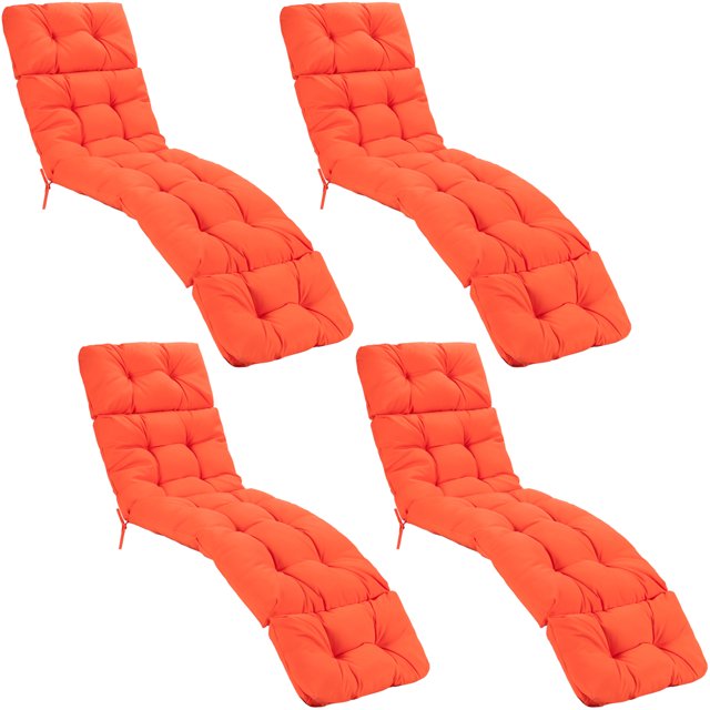 Gymax Ensemble de 4 Coussins de Chaise Longue 73 Pieds' Coussin Rembourré pour Fauteuil Inclinable Rouge-Orange